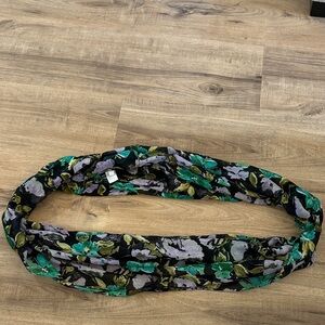 Floral Infinity Scarf - Black and Green